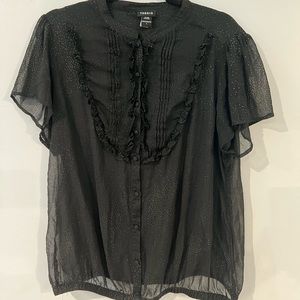 TORRID size 1 black shimmer sheer blouse